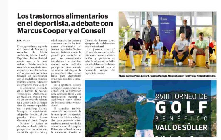 Artículo de prensa en Mallorca sobre la ponencia de Álvaro Gayoso acerca de TCA y entrenamiento personal